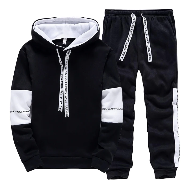 Winter Clothing Fashion - Siyah Beyaz erkek Eşofman Moda Rahat