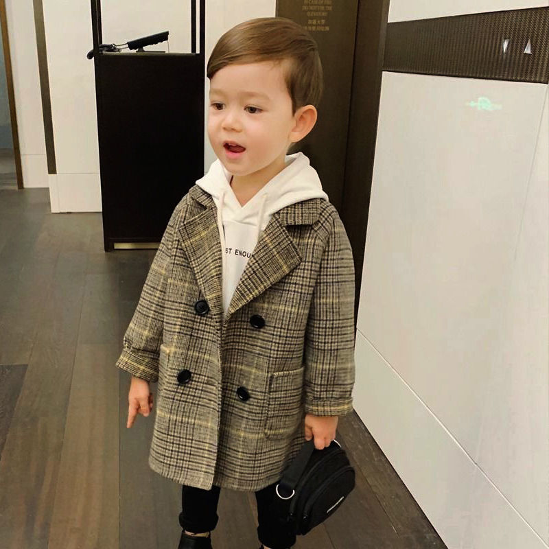 Winter Clothing Toddler - Kış Izgara Ceketler Erkek kız Yün