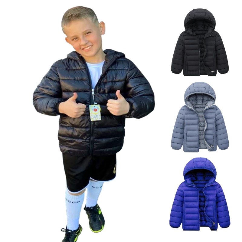 Winter Clothing Kids - Kapşonlu hafif aşağı ceketler çocuk erkek