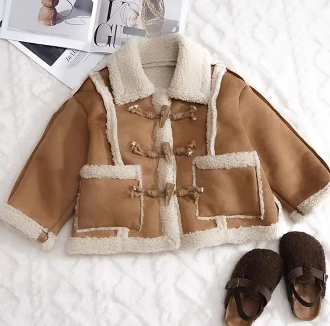 Winter Clothing Boys - Haki/Pembe Kız Erkek Kış Sahte Kürk
