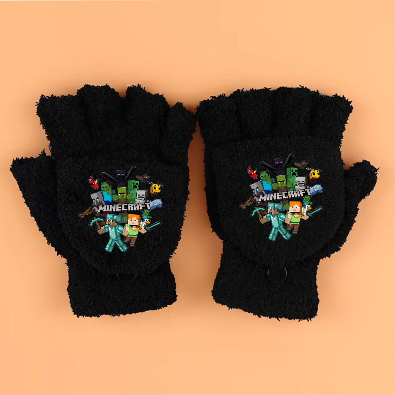 Winter Clothing Boys - Yeni Oyun Temalı Baskılı Eldivenler Minecrafted