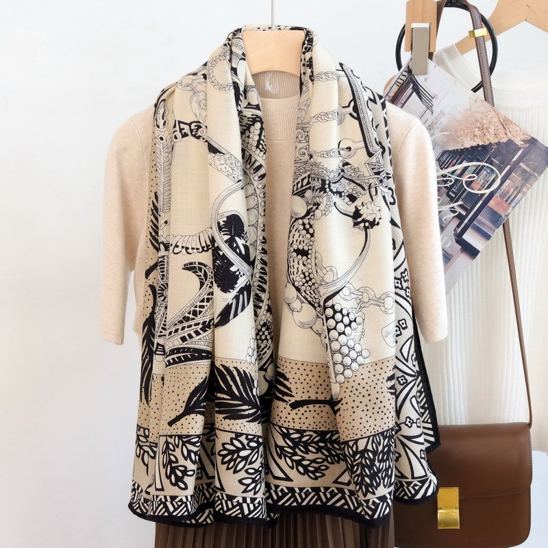 Winter Clothing Hong Kong - İpek Yün Eşarp 135CM Lüks Tasarımcı