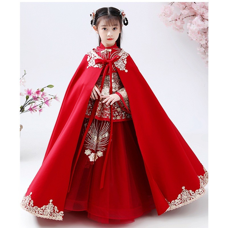 Winter Clothing Kids - Kızlar Hanfu Cheongsam Kostüm Çin Yeni