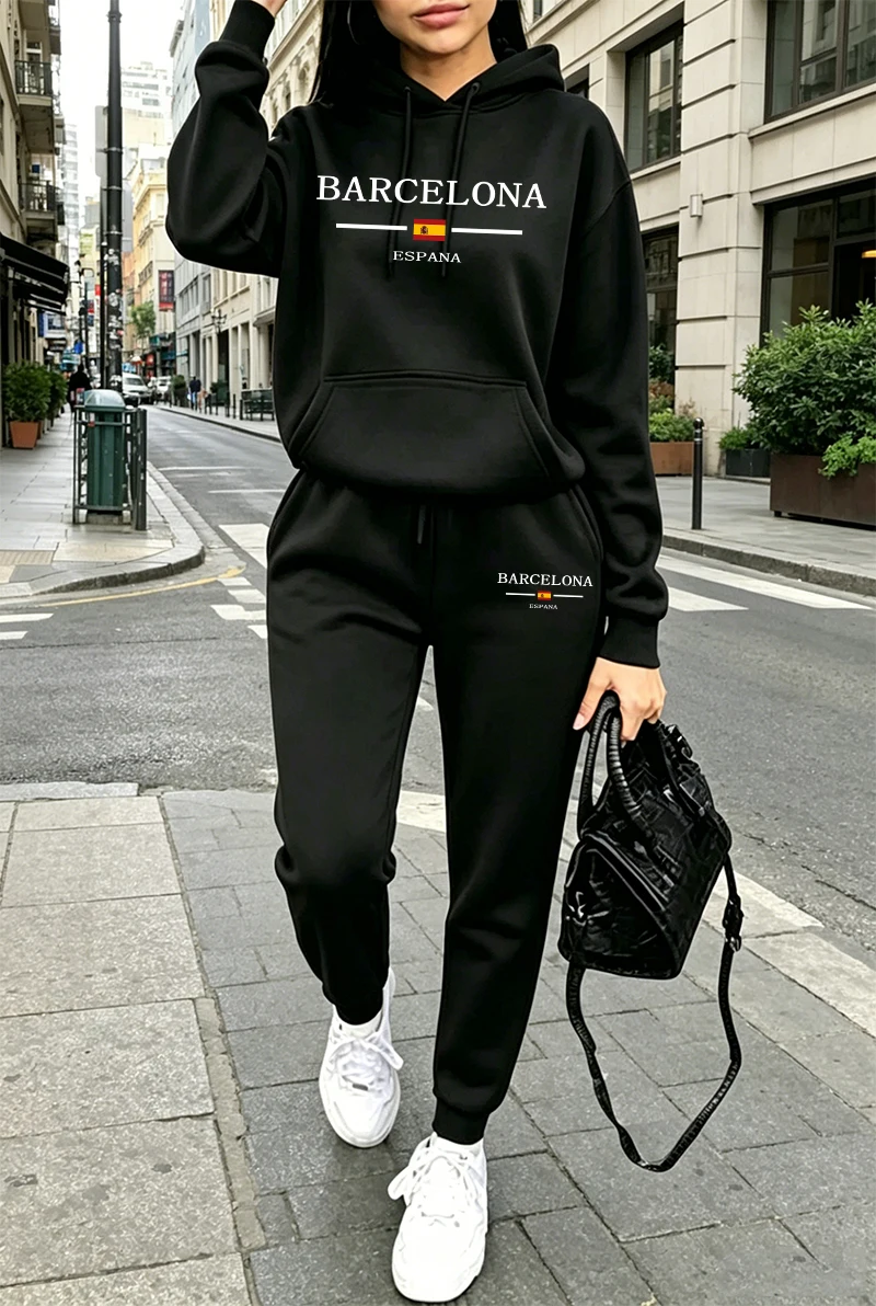 Winter Clothing Fashion - Moda Kadın Eşofman Takımı Baskılı Günlük